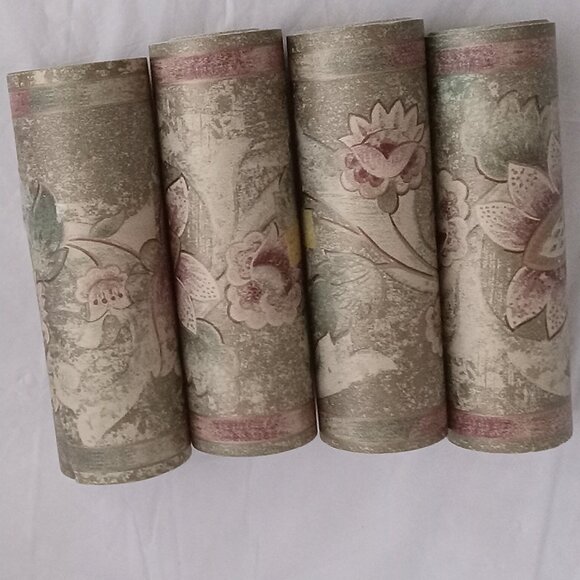 Vintage Wallpaper Border 4 roles gold tone with some flower design - Picture 1 of 5